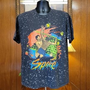 Vintage 80s Spike Volleyball Black AOP T-Shirt